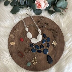 Statement Navy Blue and White Multi-Stone Necklace - Women Jewelry